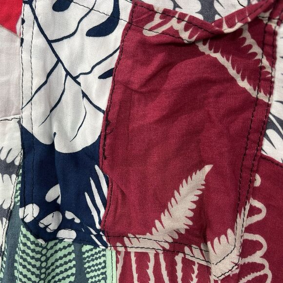 Island Goddess Aloha Hawaiian Button Up Shirt mens Medium Floral Patchwork - Picture 4 of 12